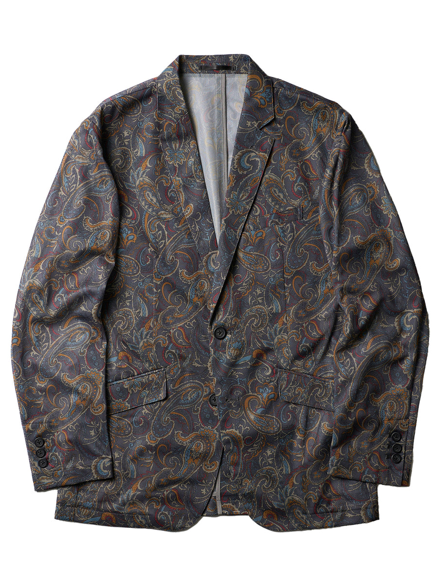 LEONARD ノーカラージャケット 花柄 ペイズリー　モノトーン LEONARD ノーカラージャケット 花柄 ペイズリー モノトーン
