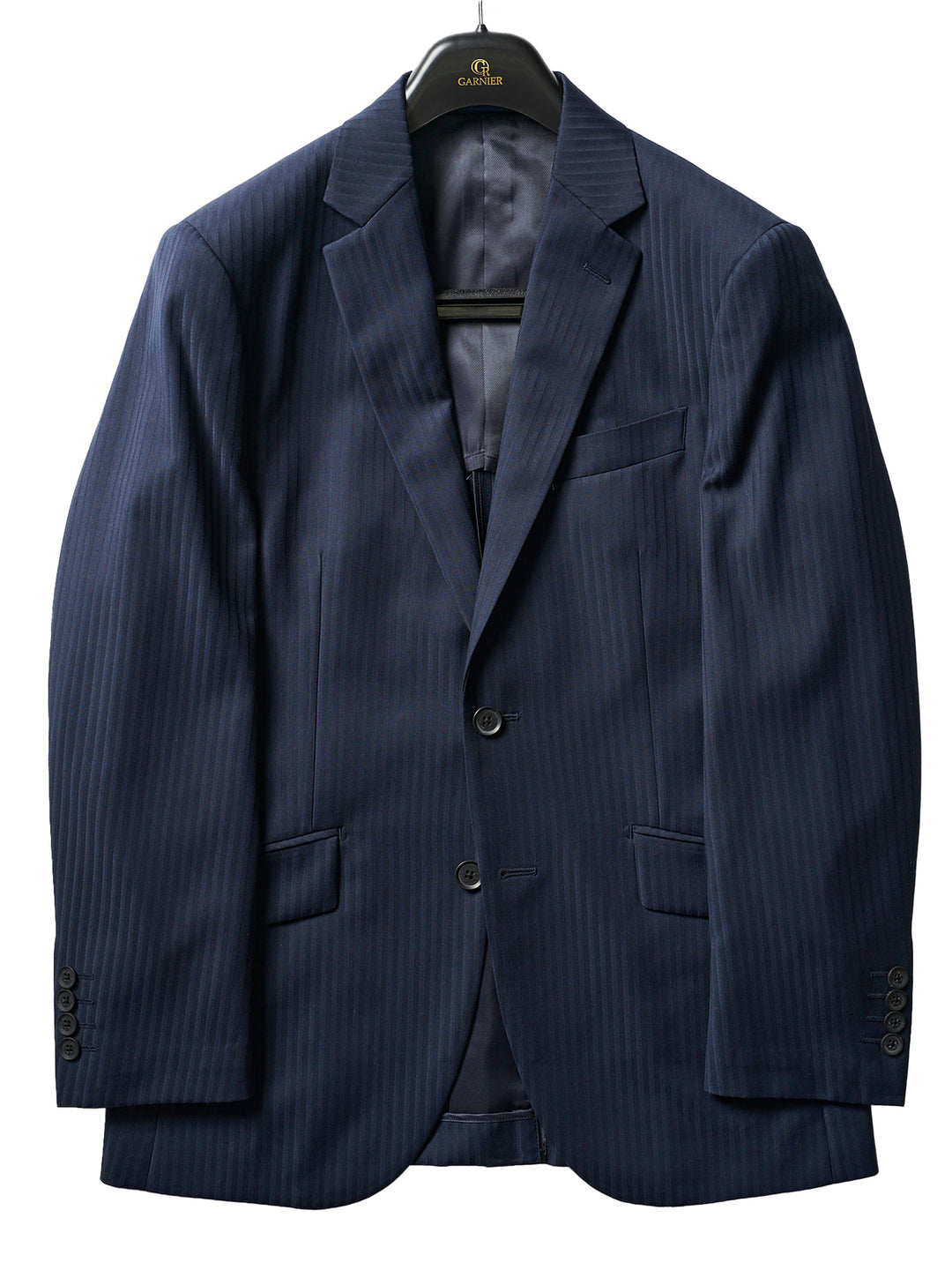 【新品未使用】スリーピーススーツ　ネイビー　シャドーストライプ　a7 BLUE LABEL / BLACK LABEL CRESTBRIDGE｜MIYUKIプルシャンブルー