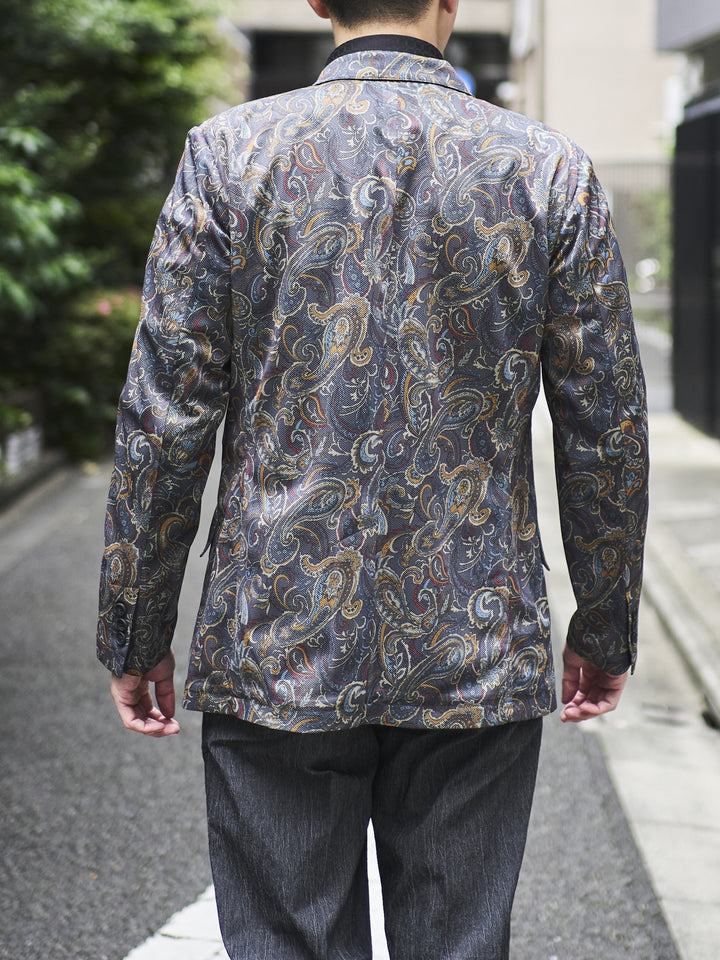 美品✨大丸別注 ガルニエ ノッチドラペルジャケットリネン100% ペイズリー ガルニエ 新作【2BSノッチドラペルジャケット】 | GARNIER