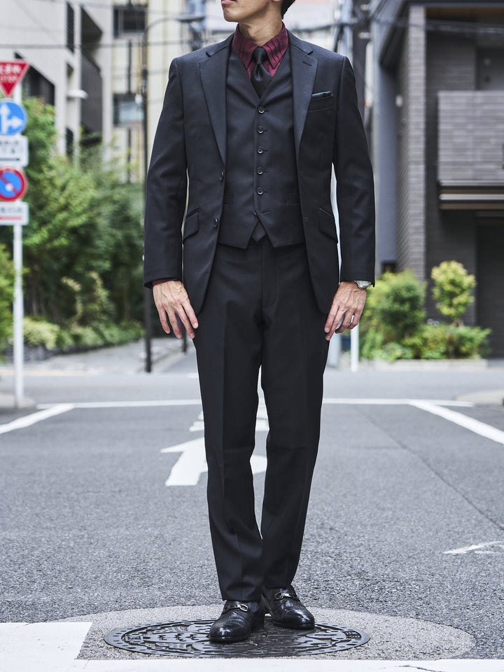 【美品✨】ガルニエ　3ピース　スーツ　セットアップ　ブラック　3点セット　黒　M NEW】【冠婚葬祭にも使える】2BSスリーピーススーツ – GARNIER